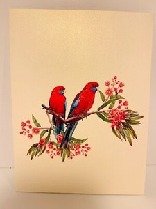 ORIGAMI POP CARDS Double Crimson Rosella 3D Thank You Pop Up Greeting Card
