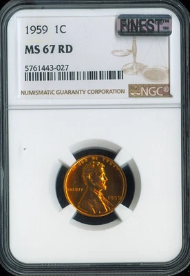 1959 LINCOLN CENT NGC MS67 RD MAC FINEST REGISTRY & SPOTLESS - Image 1 of 2