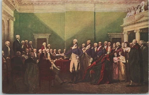 Postal con pintura de John Trumball renuncia del general Washington Annapolis - Imagen 1 de 2