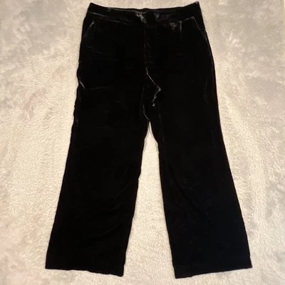Talbots Velvet Wide Leg Pants Womens Size 16 Black Elastic Waist Side Zip NWT - Image 1 of 4