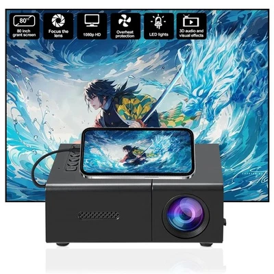 Smart LED Projector 1080P HD Android, HDMI, Portable Home Theater - Image 1 of 4