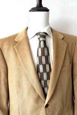 Jos. A. Bank Corduroy Sport Coat Jacket Mens 44R Wool-Silk Bright Tan Two-Button - Image 1 of 4