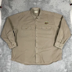 Cabela's Stonewash Canvas Shirt Mens 3XL Tall Brown Buffalo Embroidered Outdoors - Picture 1 of 10