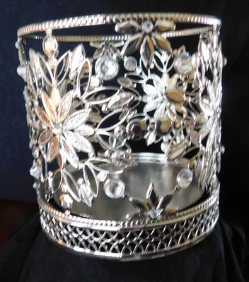 Bath & Body Works Snowflakes & Gems Metal Bling Sparkle 3 Wick Candle Holder - Image 1 of 4