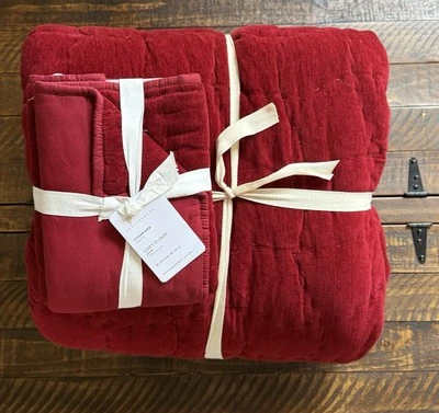 Pottery Barn Cozy Cloud Handcrafted Quilt King/ Cal K RUBY W Std Sham New! - Image 1 of 4