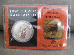 1995 RAM $1 One Dollar 1oz Silver Kangaroo Frosted Coin - Carded - Picture 1 of 2