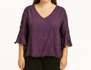 Indigo Rose Mujer Púrpura Campana Manga Campesino Romántico Gasa Top Talla 2X - Imagen 1 de 8