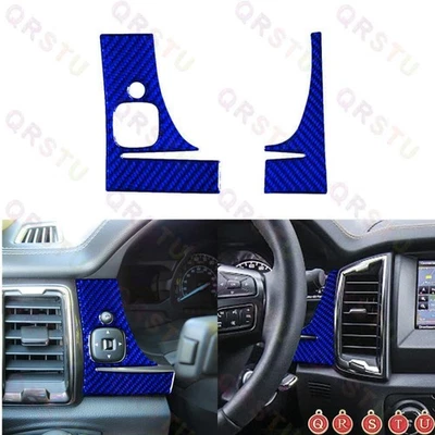 2Pcs Blue Carbon Fiber Speedometer Frame Cover Trim For Ford Ranger 2019-2022 - Изображение 1 из 4