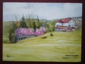 POSTCARD LANCASHIRE PAINTING OLDHAM LEEDS/COUNTHILL - Picture 1 of 1