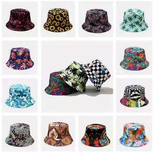 Fashion Women Fisherman Hat Unisex Hat Bucket Cap Round Hats Printed Pattern Cap - Picture 1 of 27