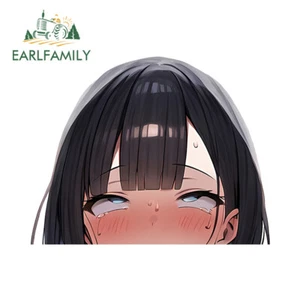 EARLFAMILY 5.1" Ahegao Anime Girl Waifu Peeker Car Decals Vinyl Windows Stickers - Picture 1 of 15