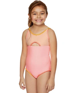 SUMMER CRUSH Girls One Piece Colorblocked Swimsuit sz 14 Pink Orange - Picture 1 of 2