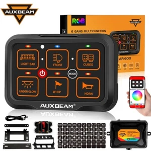 AUXBEAM AR-600 RGB 6 Gang Switch Panel Relay System bluetooth Control Pickup ATV - Picture 1 of 12