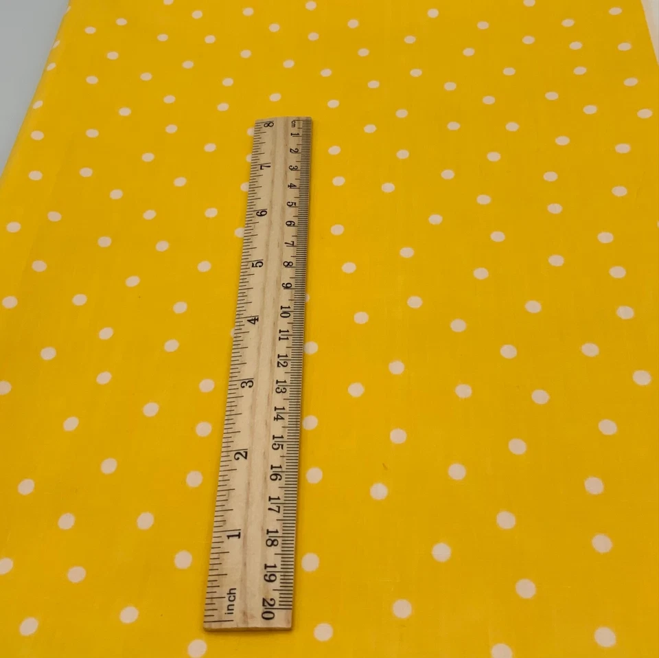 YELLOW POLKA DOT BLENDER FABRIC REMNANT Cotton Fabric 27” X 44” - Image 1 of 1