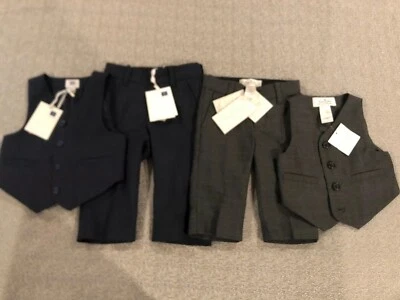 Tuta gilet Janie and Jack ragazzo occasione speciale grigio navy nuova con etichette matrimonio 3 6 9 12  - Immagine 1 di 4