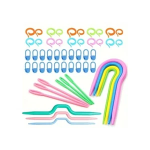 53 Piece Cable Knitting Needle Set Cranked Hooked Darning Markers Sewing - Picture 1 of 11