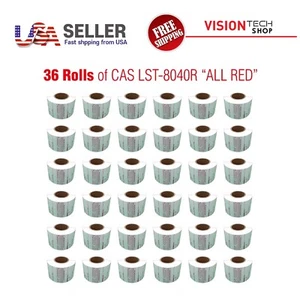 CAS LST-8040 Printing Scale Label, "ALL RED LETTERS",58x60mm, "36ROLLS" Per Case - Picture 1 of 6