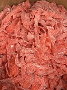 SOUR Worm BELTS STRAWBERRY Flavor Very Sour Bulk Gummy Candy 1 Pound 16 OZ - Picture 1 of 1