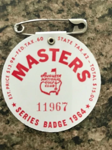 1964 USED MASTERS GOLF BADGE~COLLECTORS ITEM~VERY VERY RARE TICKET~PALMER!! Cover
