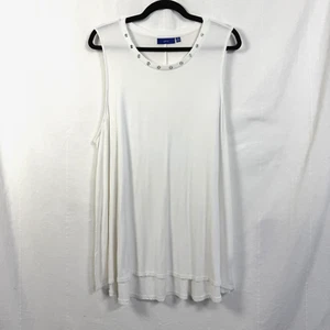 Top tunica senza maniche Apt 9 Tank donna taglia XXL bianco maglia capo girocollo swing - Foto 1 di 7