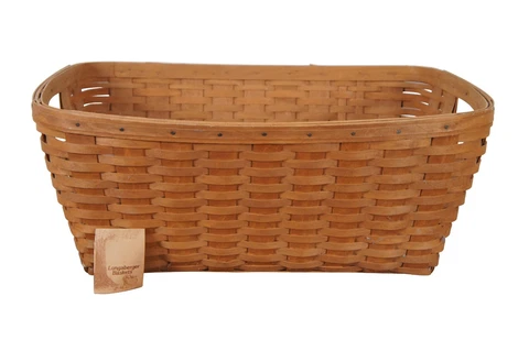 Vintage 1987 Longaberger Laundry Basket Maple Wicker Woven Handle 24” Cover