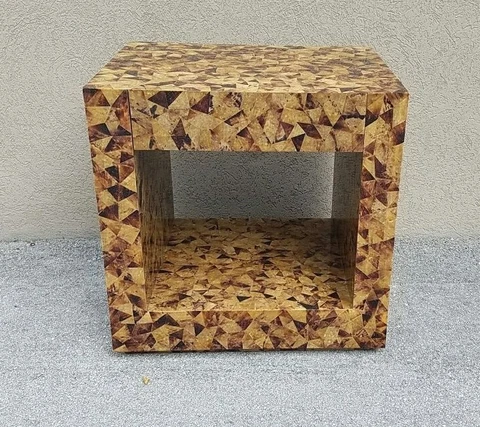 STUNNING CARLO PESSINA SUSTAINABLE CRACKLED YELLOW SEA PENSHELL CABINET Cover