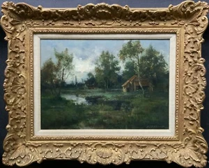 IMPRESIONANTE PINTURA AL ÓLEO PAISAJE IMPRESIONISTA ESCUELA BARBIZON FRANCESA SIGLO XIX - Imagen 1 de 10