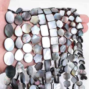 Cuentas sueltas de madreperla gris negro concha natural para fregona hágalo usted mismo joyería - Imagen 1 de 32