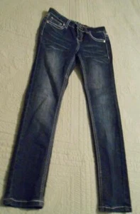 Girls Revolution By Revolt Sparkly Silver Embelished Whisker Blue Jeans Size 10 - Picture 1 of 6