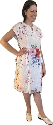 Vintage 80s Miss Dorby Floral Cotton Dress with Peplum and Bow - Image 1 of 4