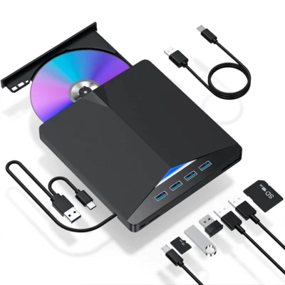 Portable Slim USB 2.0 External DVD Drive Reader Disc For Windows Laptop Burner - image 1 of 4