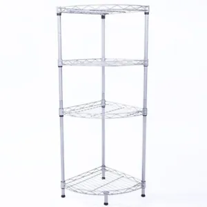 XM-243S Fan-shaped Carbon Steel Metal Assembly 4-Tier Storage Rack Silver Gray - Picture 1 of 12