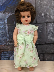 Vtg, 1950s Eegee Vinyl Baby Doll Squeaker Sleep Eyes LUV-ABLE SKIN DOLL 21" - Picture 1 of 16