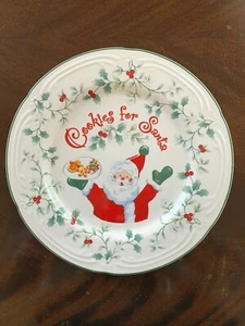 "COOKIES FOR SANTA" PLATE NEW PICTURE OF SANTA HOLDING COOKIES 9" - Picture 1 of 2