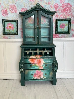 Dollhouse Miniature 1:12/Furniture /Hand Painted/ Tall Cabinet/Hutch/Frames - Image 1 of 4