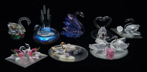 Lote Estate de 8 Estatuillas de Cristal Cisne/Ganso - Arco de Iris, Cristalita, Mobex, Ect - Imagen 1 de 12