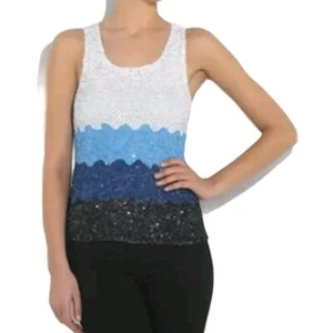 Alice + Olivia Sequined Striped Ombre Tank Top Size S - Picture 1 of 9