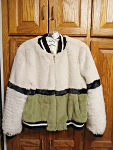 Ena Pelly Revolve Ruby Essential Faux Fur Bomber Jacket Sage Bone Women’s Size 6 - Picture 1 of 6
