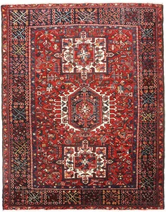 Rare Semi Antique Rusty Red Geometric 5X6 Oriental Rug Farmhouse Tribal Carpet - Picture 1 of 24