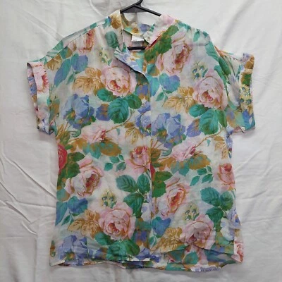 Camisa Floral Vintage Años 70 Terry by Chicago Poliéster Abotonada Foto 1 de 4