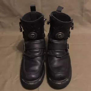 Mens Harley-Davidson D94167 Distortion Skull Leather Motorcycle Boots Size 9.5M - Picture 1 of 12