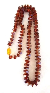 Vnt 26" Amber Necklace Hand-Strung Knotted 5-Sided Amber Pieces Barrel Clasp - Bild 1 von 4