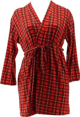 Bata Rhonda Estampada a Cizalla Tejida Envolvente Frontal Acebo Cuadros S Nueva Sin Etiquetas (1107) Foto 1 de 4