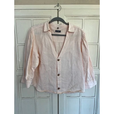 DL1961 Talla Grande Color Melocotón Lino Top Blusa Camisa Abotonada  Foto 1 de 4