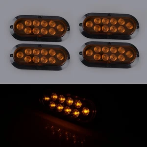 4Pcs Oval Truck Trailer Lights 10LED Turn Signal Tail Reverse Brake Light jt - Picture 1 of 6