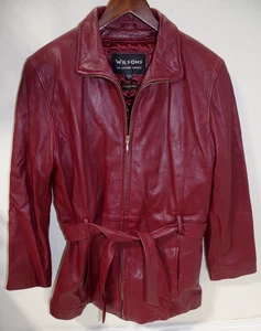 10B Vintage Wilsons The Leather Experts Burgundy Jacket L Belt Zip Out Lining - Bild 1 von 13
