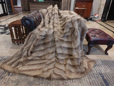 Подлинный натуральный Nutria бобра меха одеяло королевский размер бросить 82 «x 73» ковер -6820 - Изображение 1 из 4