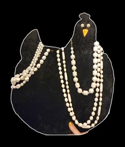 SALE SEE DESCRIPTION Lot 3 Trifari 2 Vintage White multi sized NECKLACES signed - Bild 1 von 15