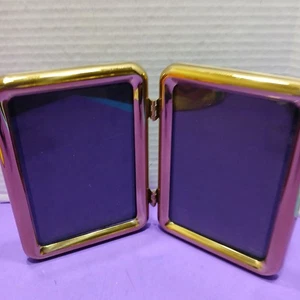 Fetco Brass Gold Tone Metal Bi Fold 3x5 Double Picture Photo Frame - Picture 1 of 6