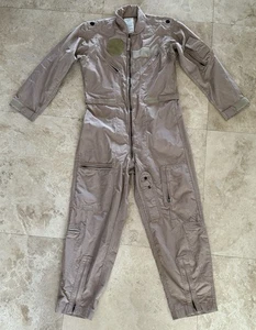 Tan 42R NOMEX FLIGHT SUIT CWU-27/P With Rank Pilot Air Force Army Navy Marines - Picture 1 of 9